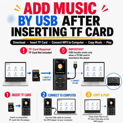 Portable MP3 Player – Compact Digital Music Player with LCD Screen & TF Card Support