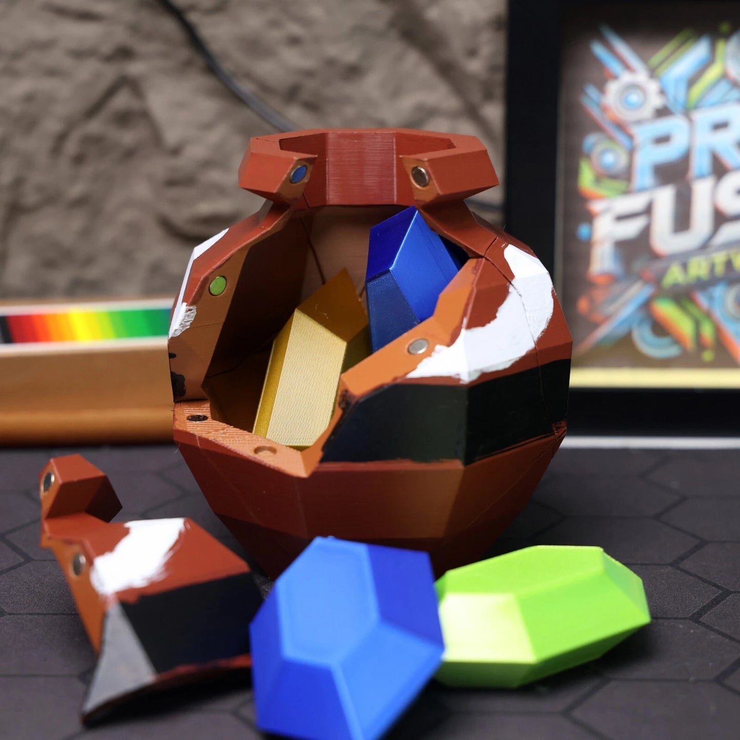 Magnetic Breakable Pot Prop with 4 Rupees | 3D Printed Game-Inspired Cosplay Gift