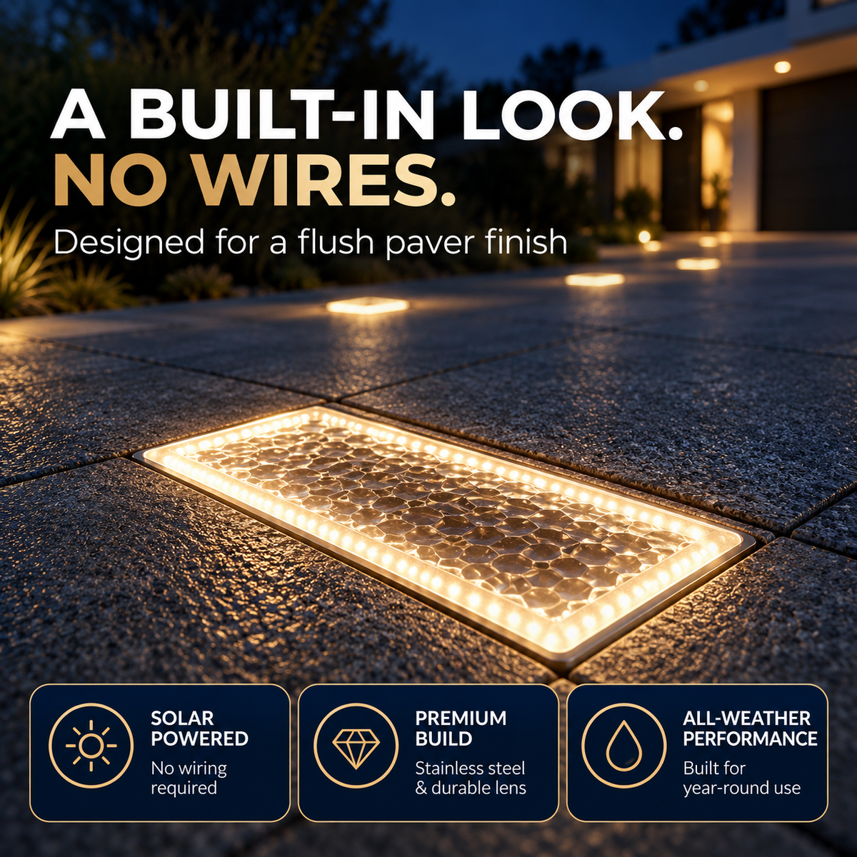 Flush solar paver light close-up