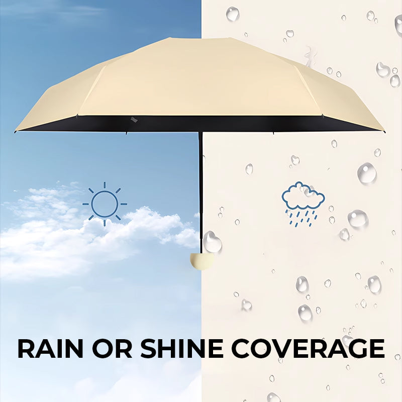 Mini umbrella designed for rain or shine coverage