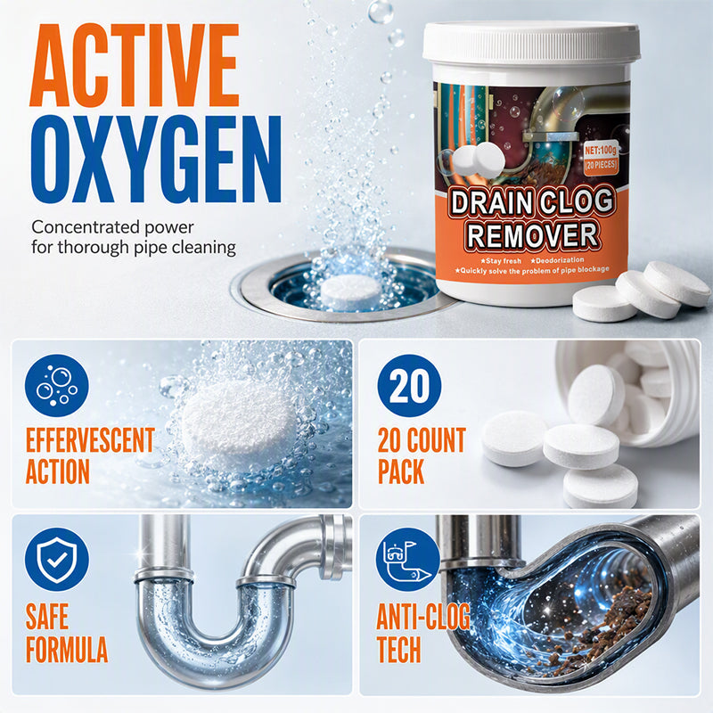 🫧 Effervescent Drain Cleaner Tablets – Easy Drop-In Solution for Clogs & Odors
