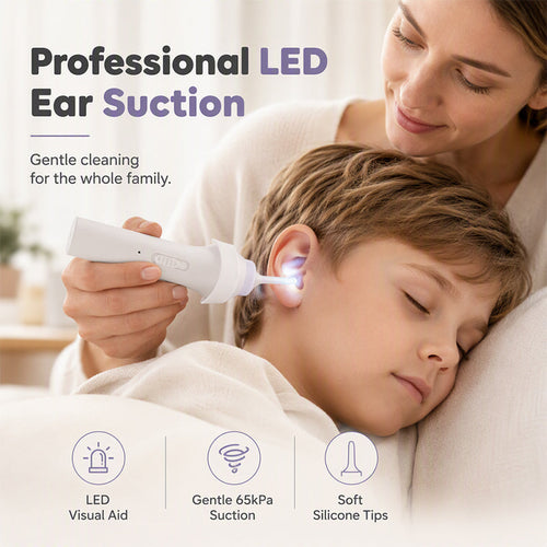 👂 LED Ear Wax Removal Tool – 65kPa Suction Ear Cleaner with Light, Soft Silicone Tips & Rechargeable Home Ear Care Kit