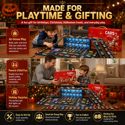 🏎️ 48-Piece Pull-Back Race Car Set with Lighted Garage & Track 🎁