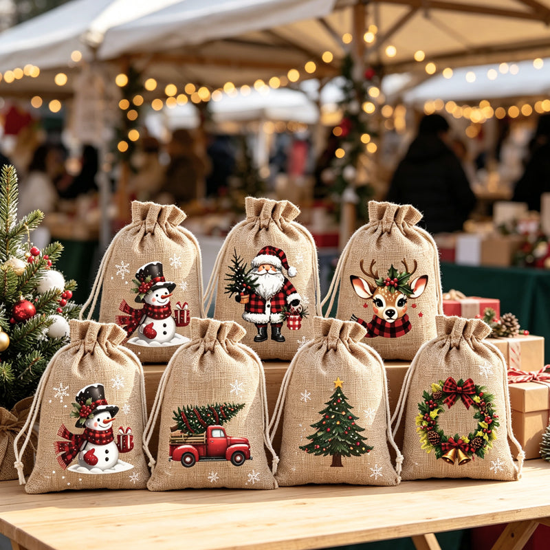 📢📢48% OFF !! ⏰Christmas Drawstring Gift Bags