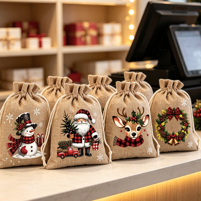 📢📢48% OFF !! ⏰Christmas Drawstring Gift Bags