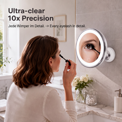 ✨ 10X LED Magnifying Makeup Mirror – Drill-Free Suction & Dual Power 🔍