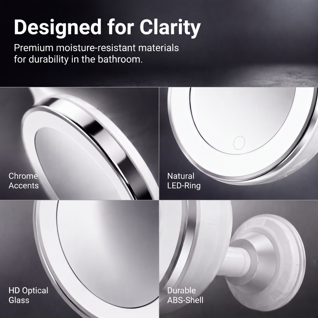 ✨ 10X LED Magnifying Makeup Mirror – Drill-Free Suction & Dual Power 🔍