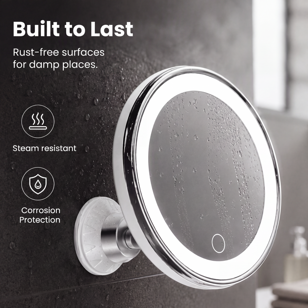 ✨ 10X LED Magnifying Makeup Mirror – Drill-Free Suction & Dual Power 🔍