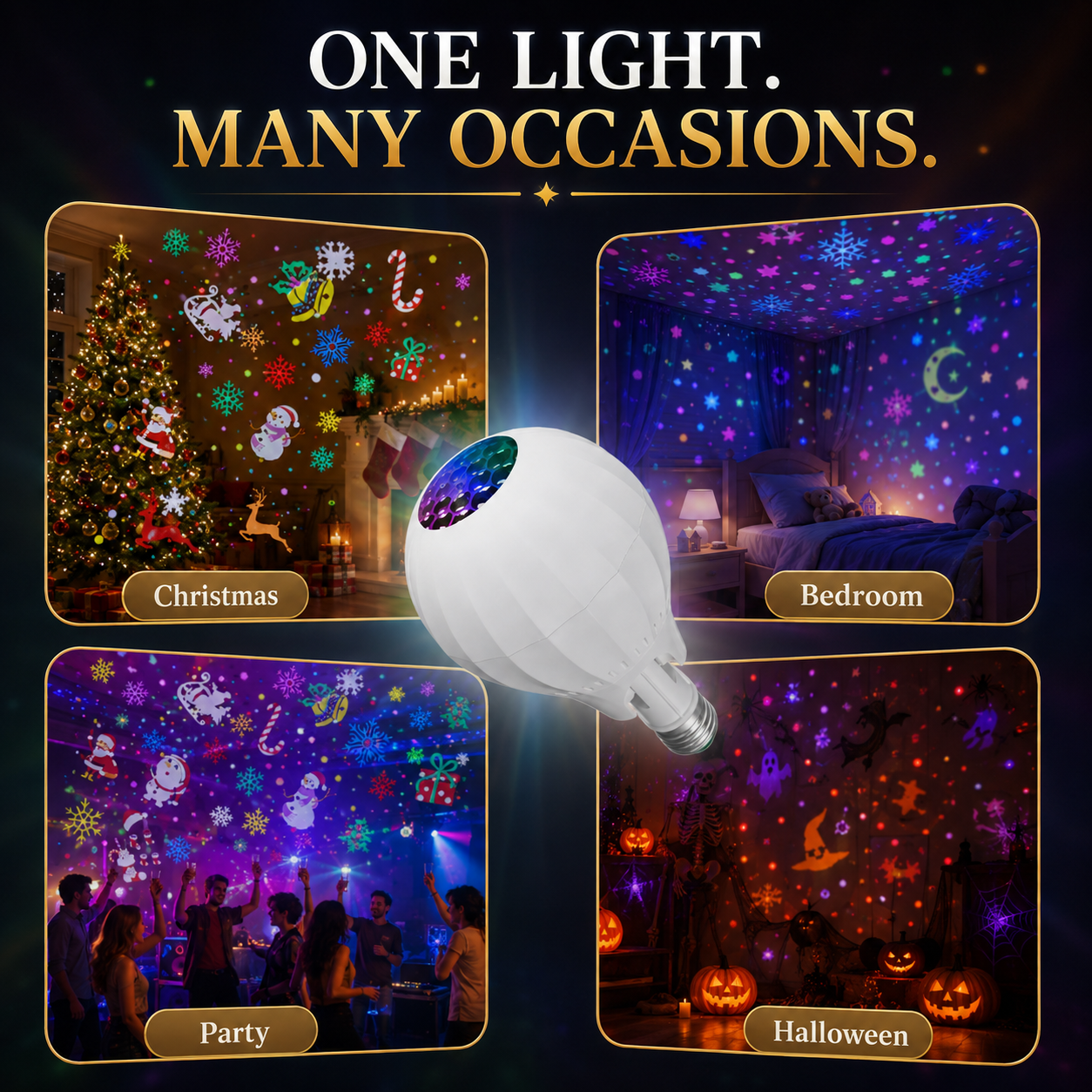 🎁2026 New Arrivals 50% OFF💥🎄 Turn Any Room Into a Christmas Wonderland! ✨ 16-Pattern Rotating Projector Bulb