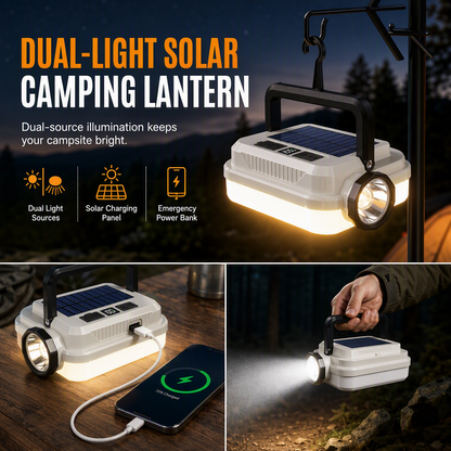 🏕️ 3-in-1 Solar Camping Lantern – Dual Light & Emergency Power Bank