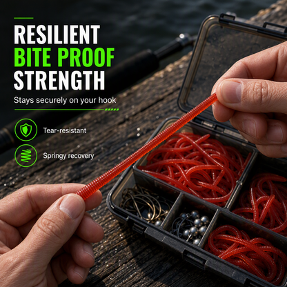 Simulation Earthworm Soft Fishing Lures Shrimp Scented Artificial Worm Baits for Freshwater and Saltwater Pack of 50 or 100