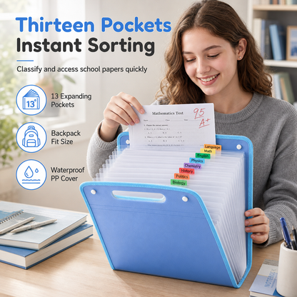📂 50% off. 13-Pocket A4 Accordion File Organizer | Vertical School Folder✨🎒