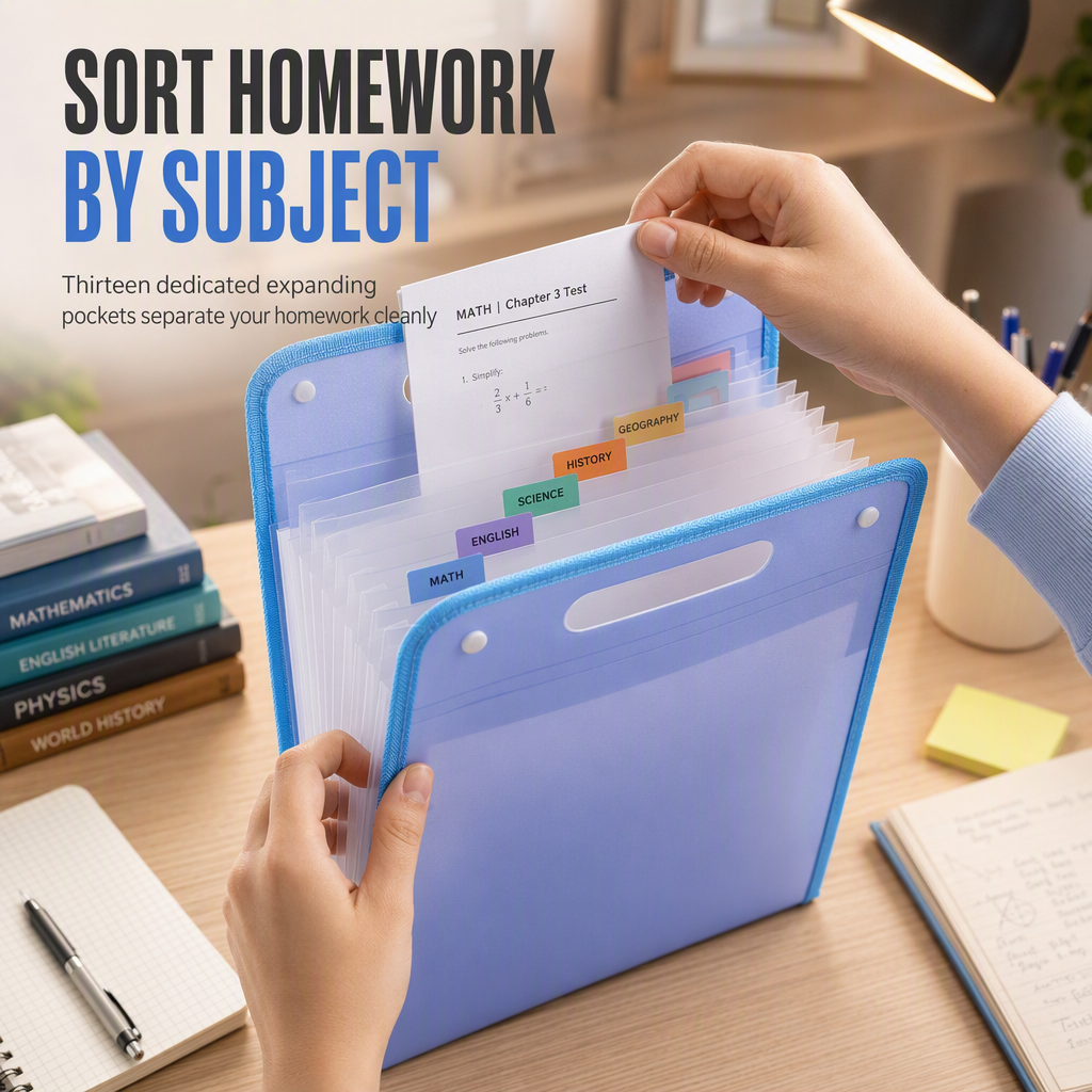 📂 50% off. 13-Pocket A4 Accordion File Organizer | Vertical School Folder✨🎒