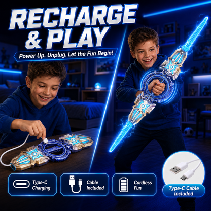 ⚡ 360° Spinning Extendable Light-Up Double-Blade Toy