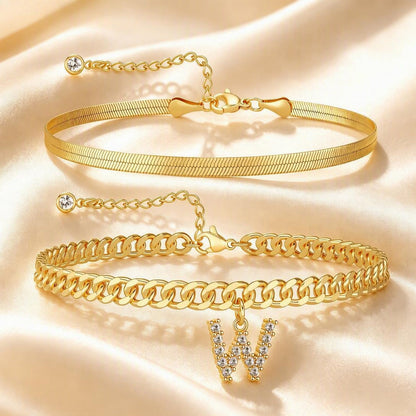 Personalized Initial Anklet – 14K Gold-Plated Waterproof Stackable Letter Charm