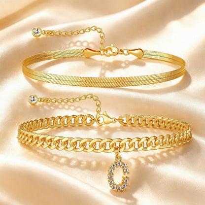 Personalized Initial Anklet – 14K Gold-Plated Waterproof Stackable Letter Charm