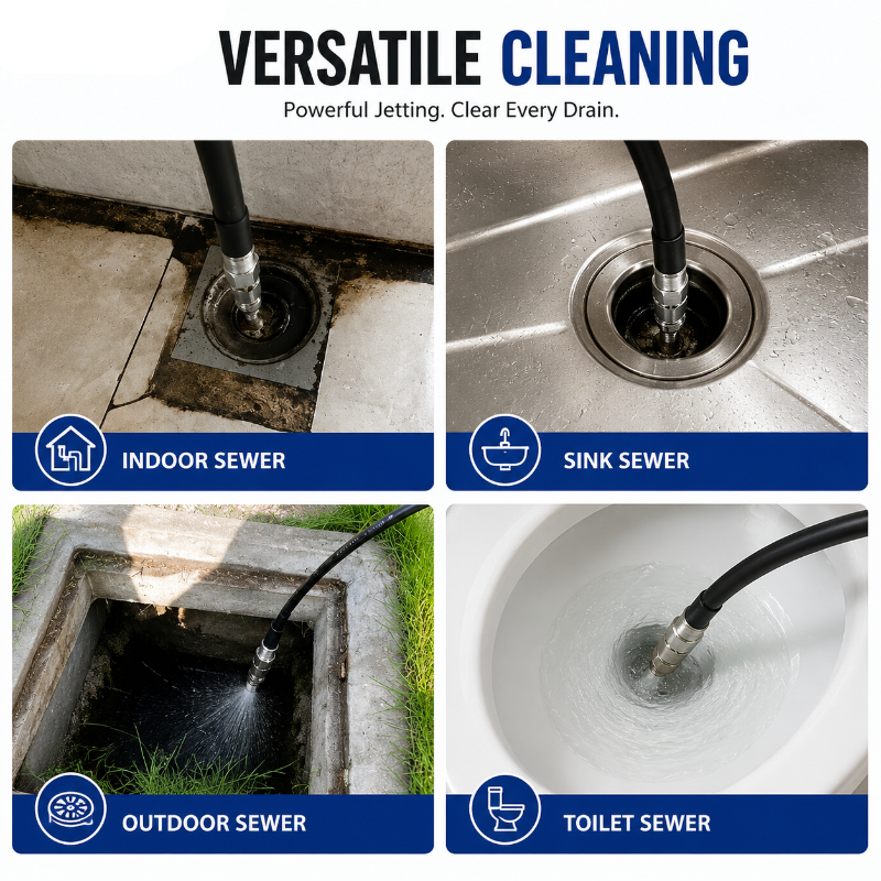 6500 PSI Stainless Steel Sewer Jetter Nozzle – 1/4' Quick Connect Drain Cleaning Attachment for Pressure Washers