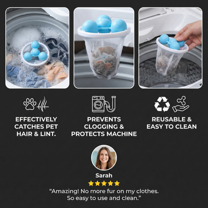 3Pcs Pet Hair Laundry Filter for Washing Machines – Reusable Hair Catcher Bag